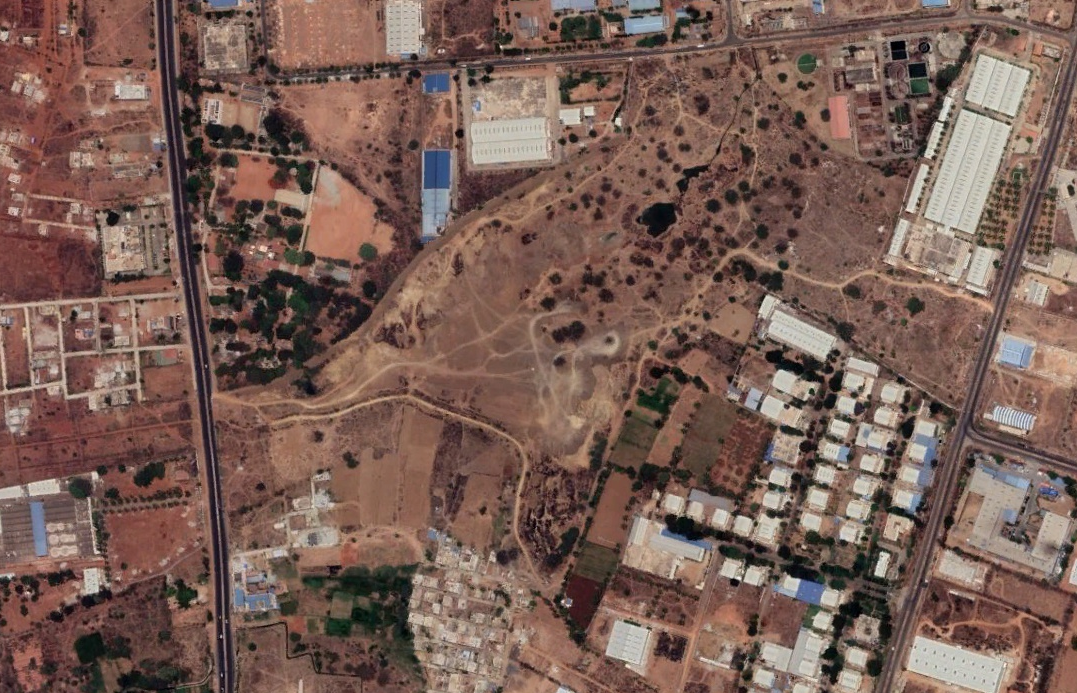 Satellite image of Bashethalli lake taken on April 2019